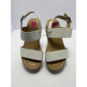Jessica Carlyle Girls 11 White Strappy Platform Espadrilles Sandals